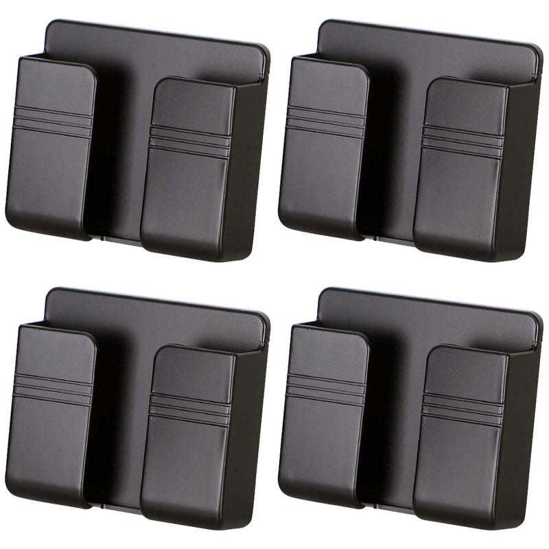 4PC Wall Mount Cell Phone Charging Holder, Black Adhesive Mobile Phone Wall Stand for Charger, Phone Holders for Shower Bed Wall