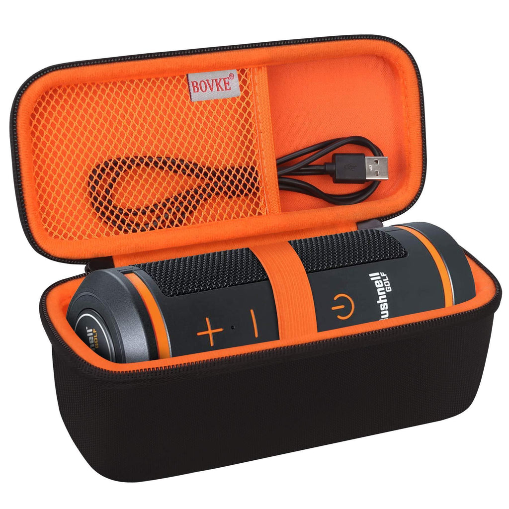 BOVKE Carrying Case for Bushnell Wingman Golf GPS Bluetooth Speaker, Extra Mesh Pocket for Charging Cords and Accessories, Black