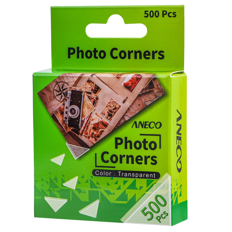 Aneco Transparent Photo Corners Clear Picture Mounting Corner Stickers for DIY Album, Scrapbook, Journal, 500 Pieces/Pack 1