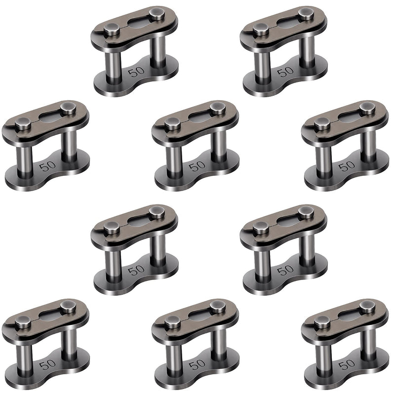 10 Pack #50 Roller Chain Connecting Links, Master Connector Link for Agricultural Machine, Motorcycles, Mini Bike