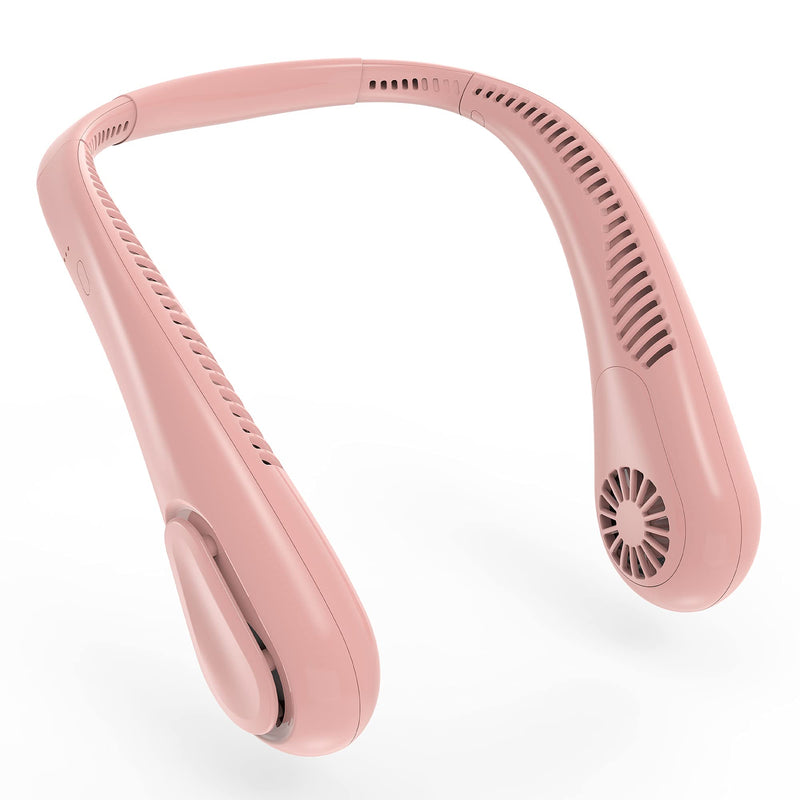 Bladeless Neck Fan, 5000mAh Rechargeable Battery Powered, 4 Speeds, Natural Wind Mode, Angle Adjustable, Hand-free Neck Fan for Both Outdoor & Indoor Use, UL Certified, Pink