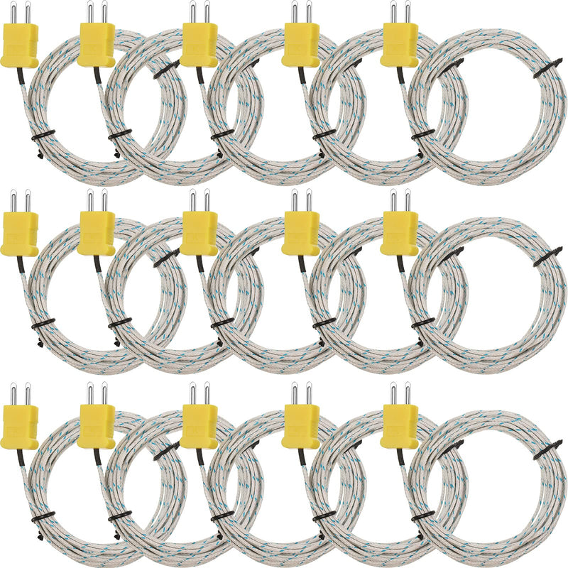 3 Meters K Type Mini-Connector Thermocouple Temperature Probe Sensor Temperature Sensing Line K Type Thermocouple Wire Measure Range -50 to 400 Celsius, Compatible with TM902C/ TES1310 (15 Pieces)