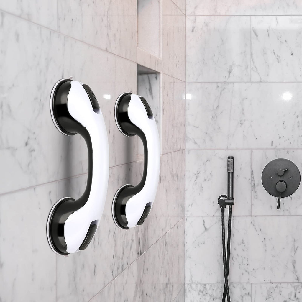 2 Pack Shower Handle - 12” Grab Bars for Bathroom & Shower Handles for Elderly, Safety Hand Rail Support, Non Skid