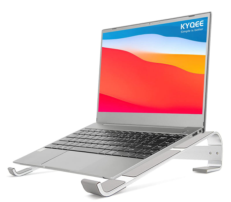 Laptop Riser for Desk, KYQEE Laptop Stand, Ergonomic Aluminum Computer Stand for Laptop, Ventilated Notebook Stand Compatible with MacBook Air Pro, Dell XPS, HP, More 11-17.3 Inches Work from Home Silver