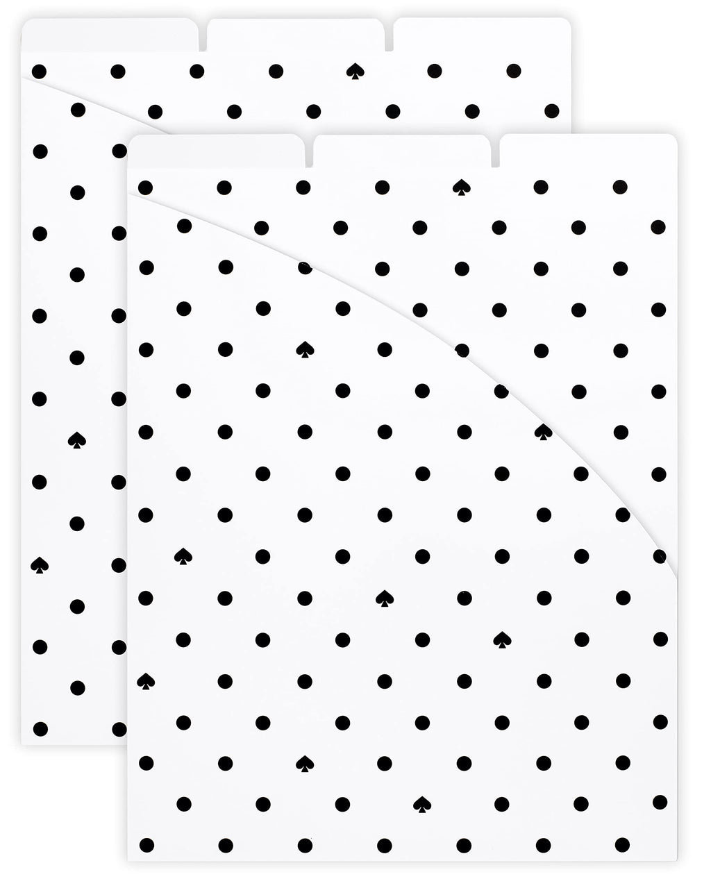 Kate Spade New York Vertical File Folder Set of 6, Letter Size/A4 Filing Organizers with Sticker Labels, Black Spade Dot