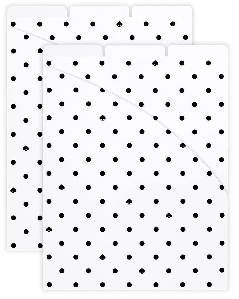 Kate Spade New York Vertical File Folder Set of 6, Letter Size/A4 Filing Organizers with Sticker Labels, Black Spade Dot