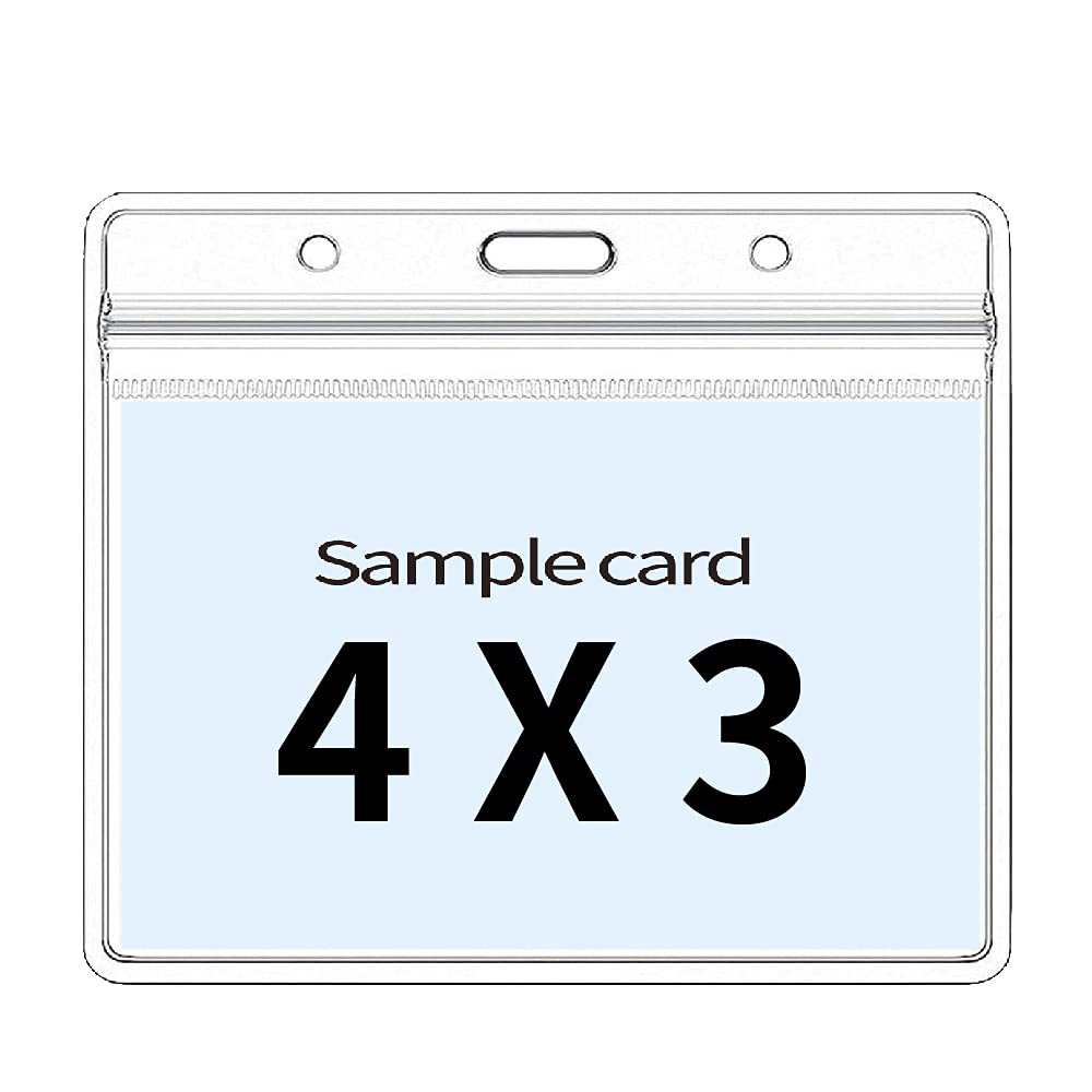 4X3 ID Name Tag Card Clear Soft Vinyl Plastic Withe Waterproof Type Resealable Zip（10 Pack） 10 Pack