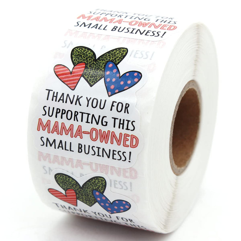 Muminglong 1.5 Inch Thank You for Supporting This Mama-Owned Small Business Sticker,Thank You Sticker,Small Shop Sticker, Small Business, Handmade Sticker,Packaging Sticker, 500 PCS