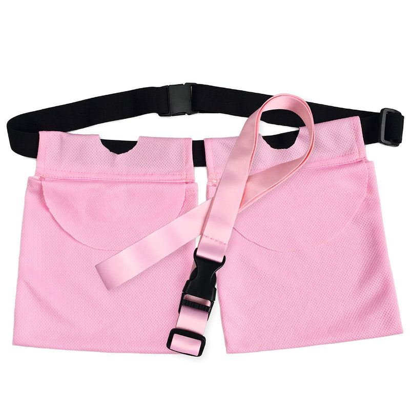 Mastectomy Drainage Holder with Shower Lanyard, Quick Dry Pockets Adjustable for Post Surgery JP Drains Management, Diep Reconstruction/explant Surgery/Tummy Tuck, Pink Dwaist+showerlanyard