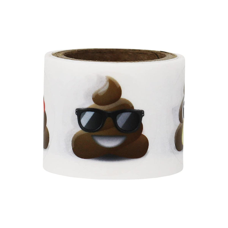 Poop Emoji Stickers 1 Inch Small Roll 50 Total Adhesive Stickers