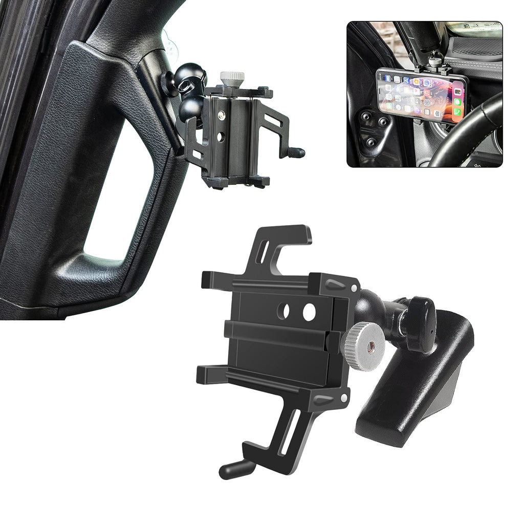 Voodonala for Jeep JL JT A-Pillar Phone Holder Bracket Alumium Alloy Road Drive Anti-Shake Stabilizer Mount Road Trip CellPhone Holder for Jeep Wrangler JL JLU Gladiator JT 2018-2021 Phone Accessories