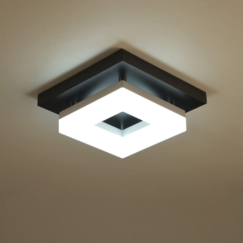 Anmaice 8in Flush Mount led Ceiling Light Fixtures 3000K/4000K/6500K Square Black 8 Watt Modern dimmable Ceiling Lights for Hallways/Balcony/Cloakroom/Small Closet/Washrooms