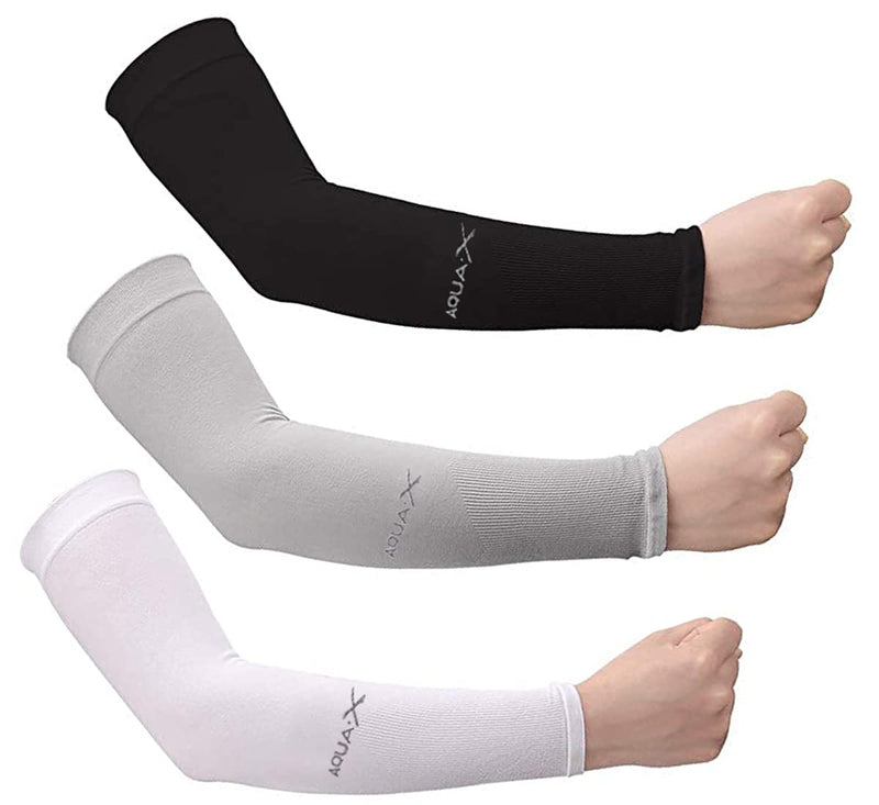 Bacophy 3/6 Pairs UV Protection Cooling Arm Sleeves Women Men, UPF 50 Arm Cover 3-pairs Black+grey+white