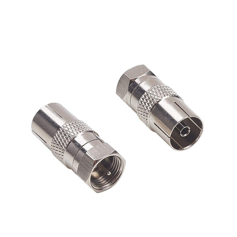 Bettomshin 2Pcs BSP F Male to PAL Female RF Coaxial Adapter Connector Compatible for RF Applications Antennas Wireless LAN Devices Copper Silver