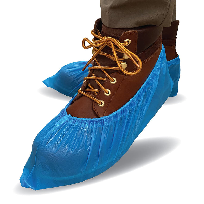 ProtectX Disposable Shoe & Boot Covers, 100-pack (50 pairs), Waterproof, Slip Resistant, Boot & Shoe Covers, Durable CPE plastic, Fits up to Men’s 10.5 US Size and Women’s 12 US Size Shoes Large 100PK