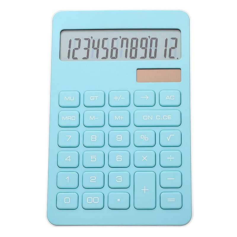 Basic Calculator, SINLOOG 12-Digit Large LCD Display Solar & Battery Desktop Electronic Calculator with Big Sensitive Button, Standard Function Scientific Calculator for Daily, Business, School (Blue) Blue