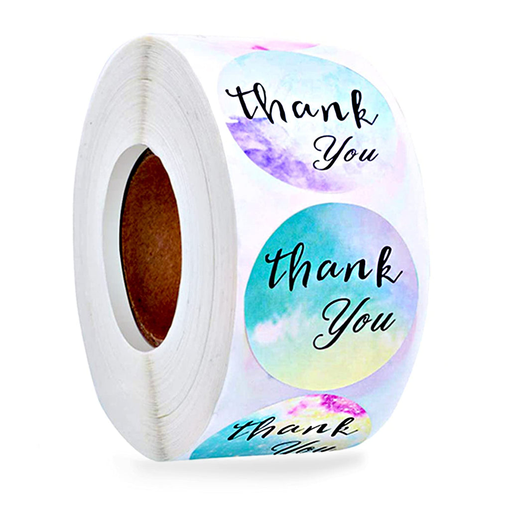 Broadsheet 600Pcs Thank You Stickers Roll, 1.5 Inch Round Watercolor Thank You Labels, Decorative Self-Adhesive Sealing Sticker Labels for Gift Wraps Tags Greeting Cards Flower Bouquets, 5 Designs