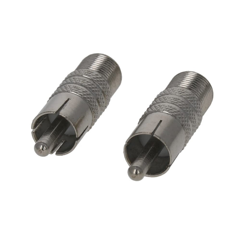 Bettomshin Inch F Type Female to RCA Male RF Coaxial Adapter Connector Compatible for RF Applications Antennas Wireless LAN Devices Silver 2pcs