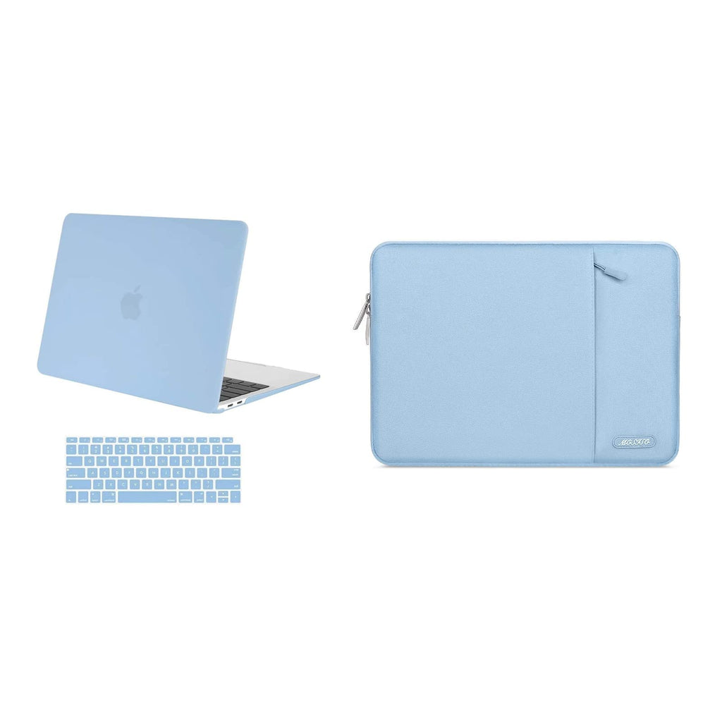 MOSISO Compatible with MacBook Air 13 inch Case 2018-2020 Release A2337 M1 A2179 A1932, Plastic Hard Case & Vertical Sleeve Bag, Airy Blue