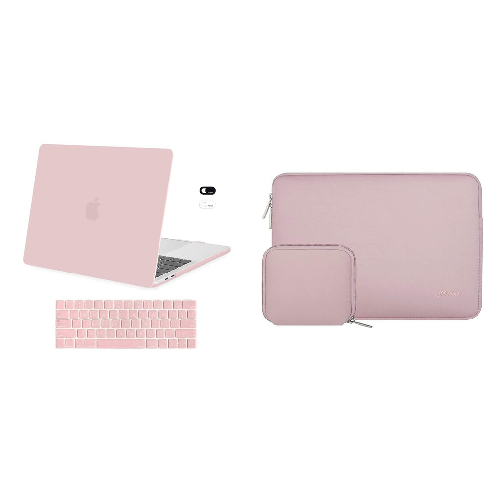 MOSISO Compatible with MacBook Pro 13 inch Case 2016-2020 Release A2338 M1 A2289 A2251 A2159 A1989 A1706 A1708 & Neoprene Sleeve Bag with Small Case, Pink