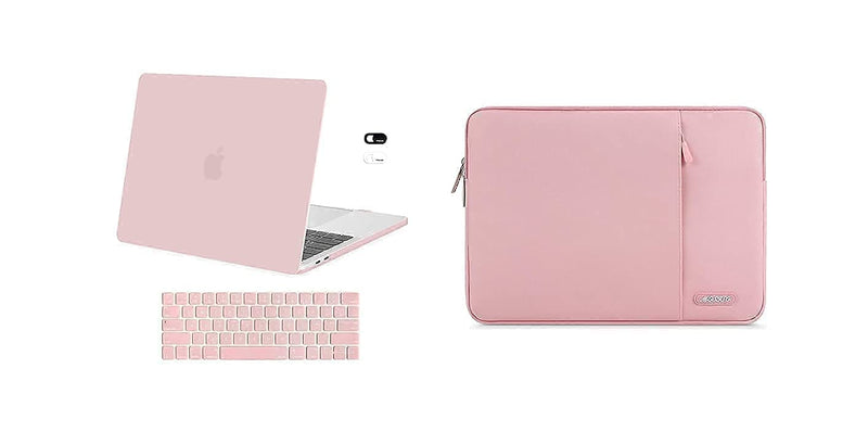 MOSISO Compatible with MacBook Pro 13 inch Case 2016-2020 Release A2338 M1 A2289 A2251 A2159 A1989 A1706 A1708 & Vertical Sleeve Bag, Pink