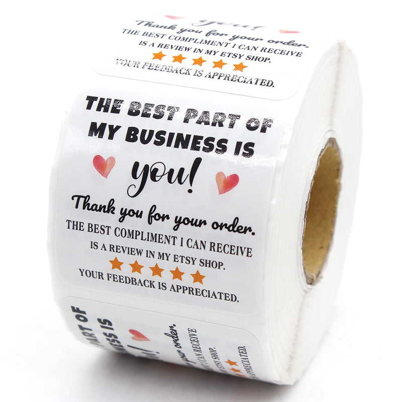 Muminglong 1.5 Inch The Best Part of My Business is You Sticker,Thank You Sticker, Small Business, Handmade Sticker,Packaging Sticker, 500 PCS