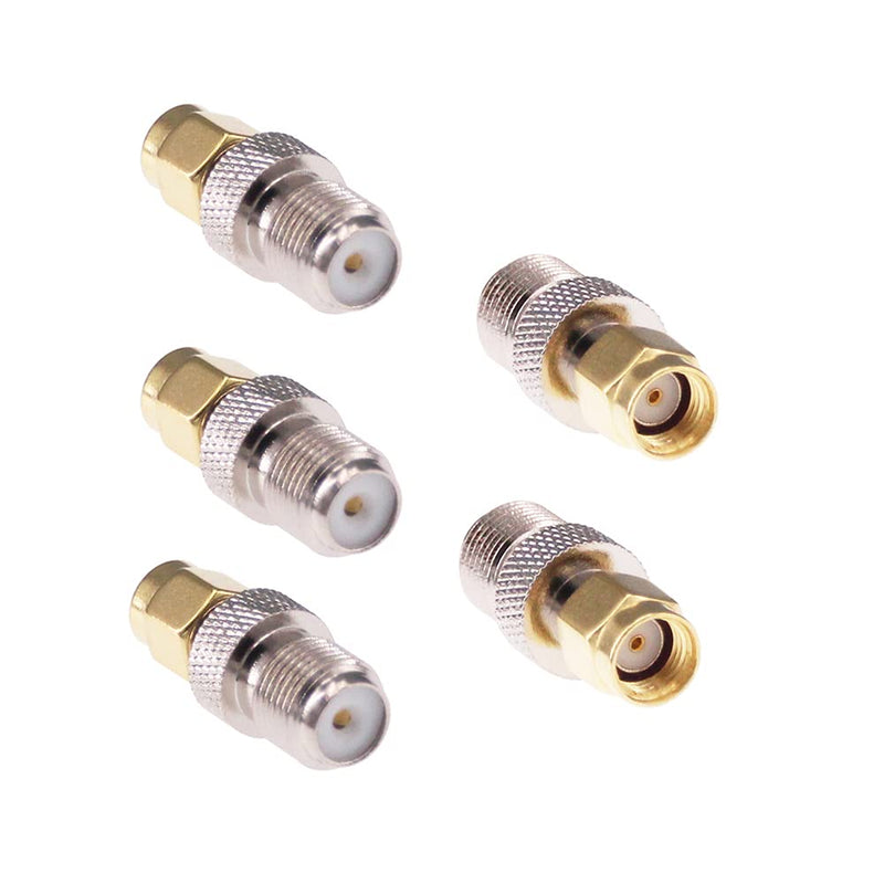 RFaha 5pcs RP-SMA Male to F Female RF Coax Adapter RPSMA to F Type Coaxial Connector Adapter(F20-5)