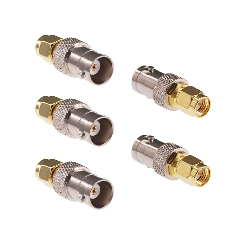 RFaha 5pcs SMA to BNC Coax Connector SMA Male to BNC Female RF Adapter Coax Coaxial Connector Adapter for RF Antennas/Wireless LAN Devices(F18-5)
