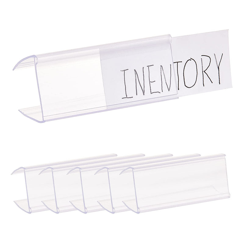 AHANDMAKER Plastic Wire Shelf Label Holder 100 Pack Clear PVC Tag Holder with Blank Coated Paper Business Card Holder Tag Holders for Badges,1.04"×2.36"×1.02"