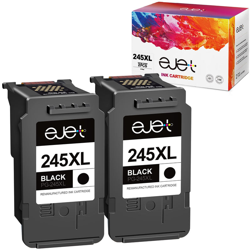 ejet Remanufactured Ink Cartridge Replacement for Canon 245XL PG-245 PG-245XL PG-243 243 to use with Pixma TR4520 TS3322 MX490 MG2522 MX492 TS3122 MG2525 MG2520 TS202 TS302 Printer Tray (2 Black)