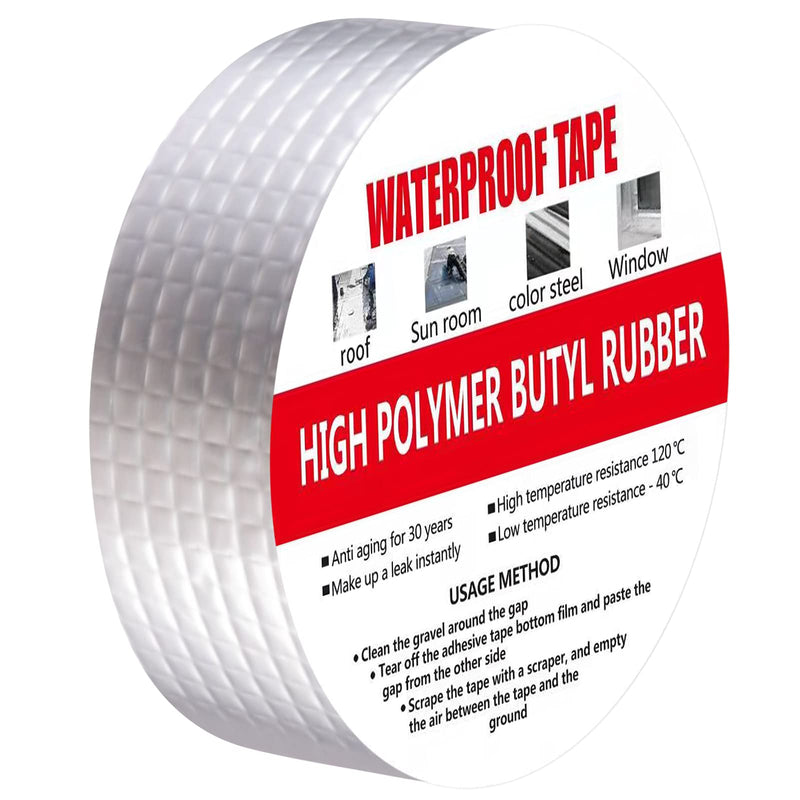 Outdoor Waterproof Butyl Tape,HQISTAR Newest All-Round Sealing Tape Leak Repair Tape, Aluminum Butyl Repair Tape VOC-Free for Pipe RV Awning Sail Roof Window Sealing Boat Sealing (2 inch x 16 feet) 2in W x 16ft L