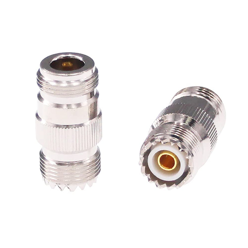 RFaha 2pcs N Female to UHF Female SO-239 SO239 RF Coax Adapter N to UHF Coaxial Connector Adapter(F35-2)