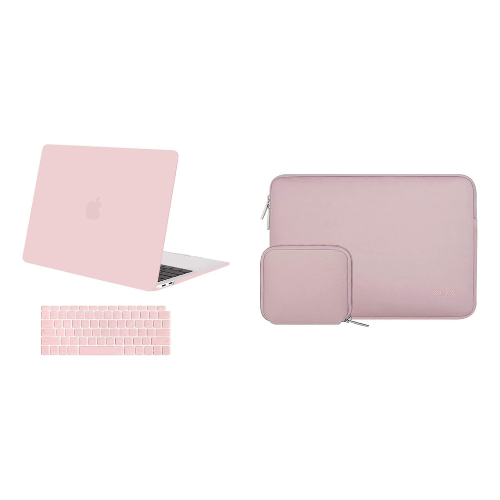 MOSISO Compatible with MacBook Air 13 inch Case 2020 2019 2018 Release A2337 M1 A2179 A1932 Retina Display with Touch ID & Neoprene Sleeve Bag with Small Case, Rose Quartz