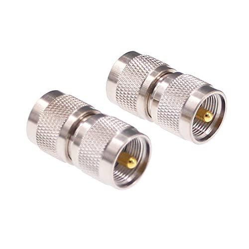 RFaha 2pcs UHF Male to UHF Male PL259 RF Coax Adapter Double Male PL-259 Coaxial Connector Plug(F52-2)