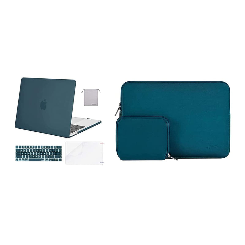 MOSISO Compatible with MacBook Pro 13 inch Case 2016-2020 Release A2338 M1 A2289 A2251 A2159 A1989 A1706 A1708 & Neoprene Sleeve Bag with Small Case, Deep Teal