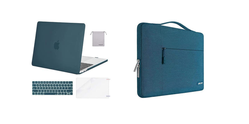 MOSISO Compatible with MacBook Pro 13 inch Case 2016-2020 Release A2338 M1 A2289 A2251 A2159 A1989 A1706 A1708 & Multifunctional Briefcase Sleeve Bag, Deep Teal