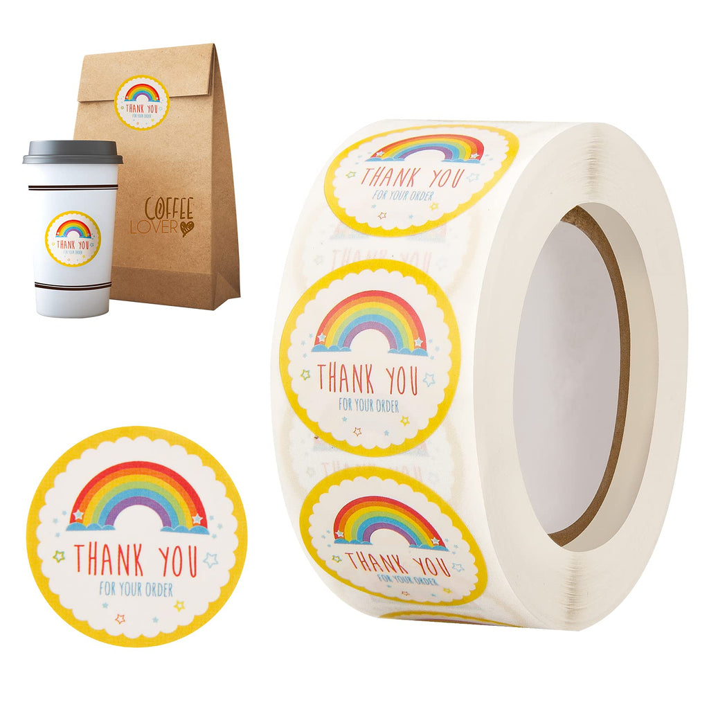 Thank You Stickers Roll Rainbow Stickers, Boutique Supplies, Envelope Seal Stickers, 500PCS Thank You for Supporting My Small Business Labels