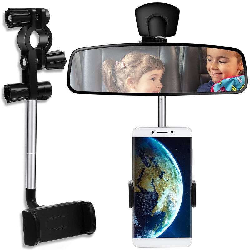 360Â° Rearview Mirror Phone Holder, Universal Car Phone Holder Mount Car Rearview Mirror Mount Phone and GPS Holder, Car Phone Mount Clip Suitable for Most 4-6.1 Inch Mobile Phones (Black) Black