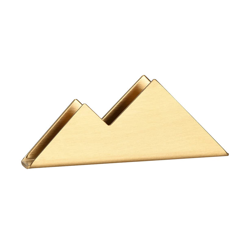 1 Piece Mountain-Shape Metal Desk Card Holder Office Tabletop Business Card Rack Business Name Card Case (Fits 30-40 Business Cards)