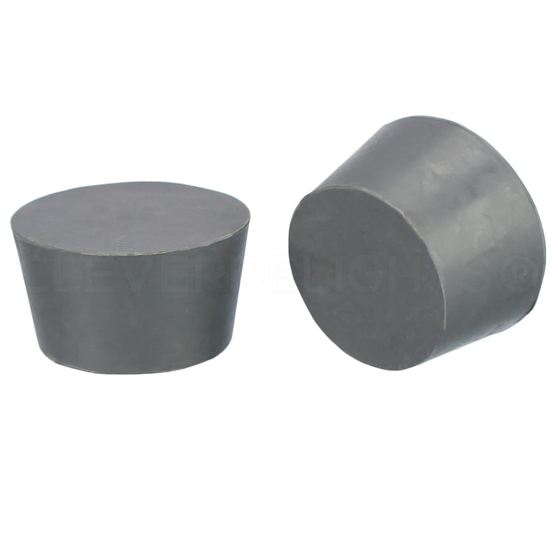 CleverDelights Rubber Stoppers — Size 9 — 3 Pack — 37mm x 45mm x 25mm Long — Gray Solid Plug #9