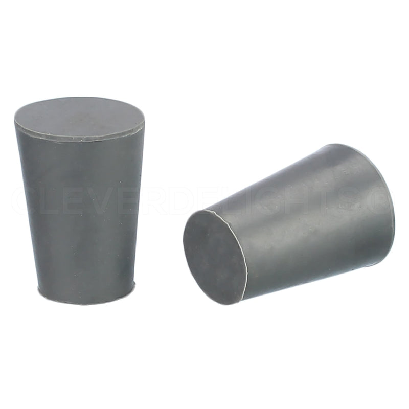 CleverDelights Rubber Stoppers — Size 1 — 10 Pack — 14mm x 19mm x 25mm Long — Gray Solid Plug #1