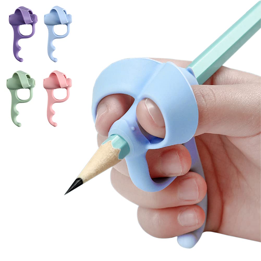 4 Pieces Pencil Grips Trainer for Both Left-Handed and Right-Handed, Kids Handwriting Aid Correction Tool for Preschool Homeschool Kindergarten Classroom 4PCS
