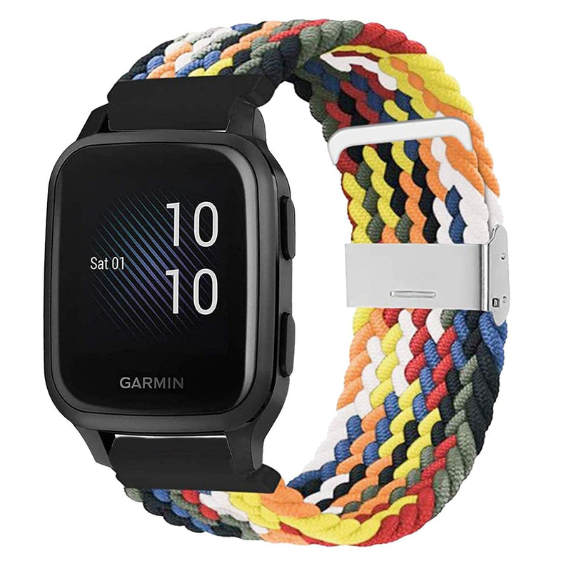 Abanen for Garmin Venu Sq / Vivoactive 3 Braided Loop Watch Bands, 20mm Elastic Soft Stretchy Nylon Wristband Strap with Adjustable Clasp for Garmin Venu/Vivomove 3,Approach S40 Multicolor
