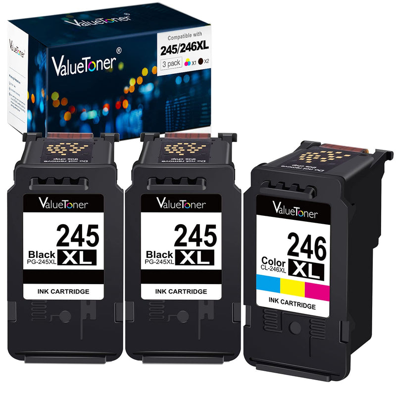 Valuetoner Remanufactured Ink Cartridge Replacement for Canon Pg-245Xl Cl-246Xl PG-243 CL-244 to use with Pixma MX492 MX490 MG2420 MG2520 MG2522 MG2920 MG2922 MG3022 MG3029 (3-Pack)