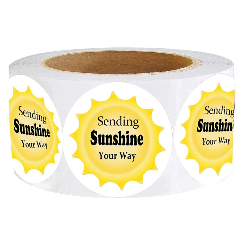 Sending Sunshine Your Way Stickers, 1.5 Inch Sending Sunshine Themed Thank You Customer Appreciation Sticker Labels for Small Shop,Small Business, Packaging (500 Pcs)