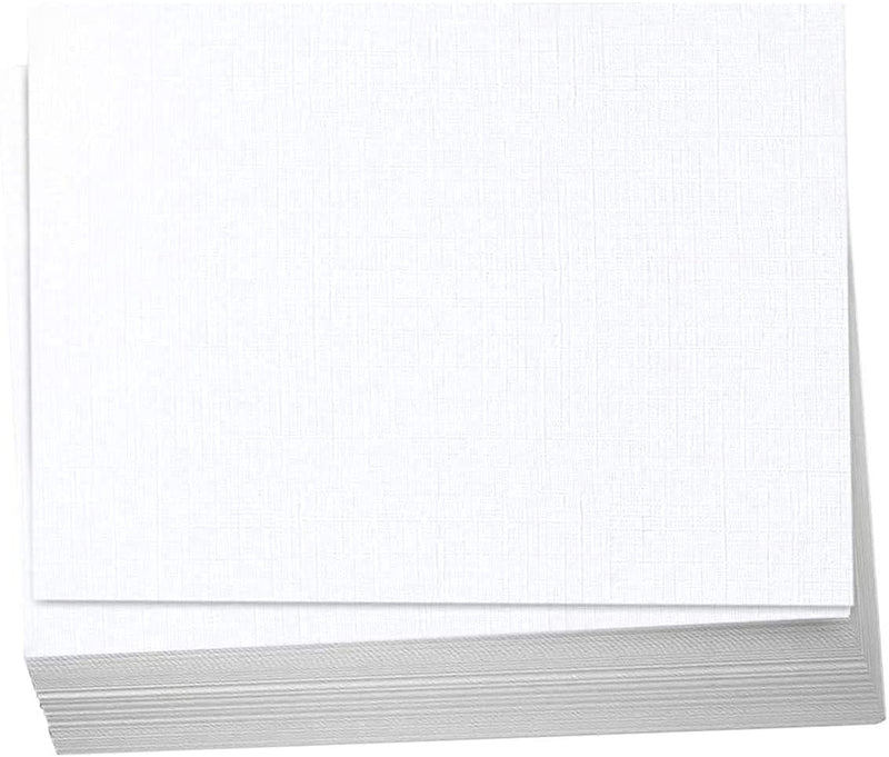 Hamilco 5x7 White Linen Cardstock Paper Blank Index Cards Flat Card Stock Heavyweight 100lb Cover 100 Pack 100 cards