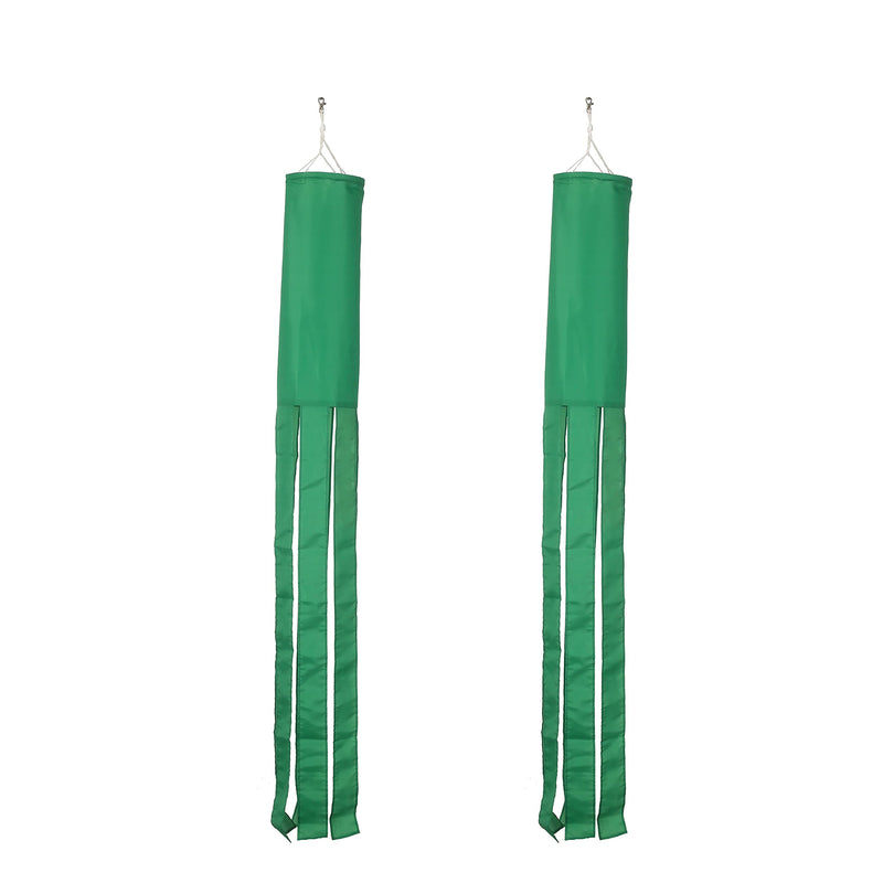 MSFHHA Green Flag WindSock Solid Color 2 Pack Stripes Wind Socks for Yard and Garden Flag, 60 inch Green windsock