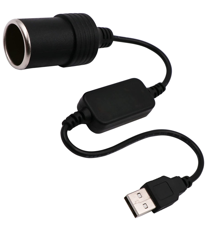 WYMECT USB A Male to 12V Car Cigarette Lighter Socket Female Converter Cable (8W Max) Black