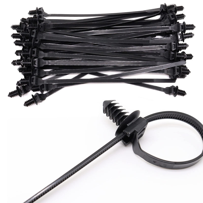 Nylon Push Mount Cable Zip Tie, 8.3" Heavy Duty Nylon Push Mount Self Locking Assortment for Indoor Wire Tying- Black 8.3x0.2inch 40 Pack 8.3x0.2inch(40Pcs)