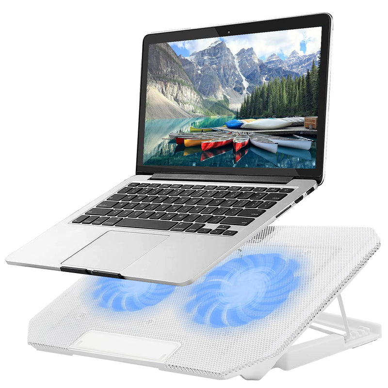 Laptop Cooling pad Laptop Cooler Stand Laptop Fan Cooling pad for 11-15.6 Inch Gaming Notebooks, 2 Turbine Fans,4 Angle Adjustable Laptop Cooling Stand (White) White
